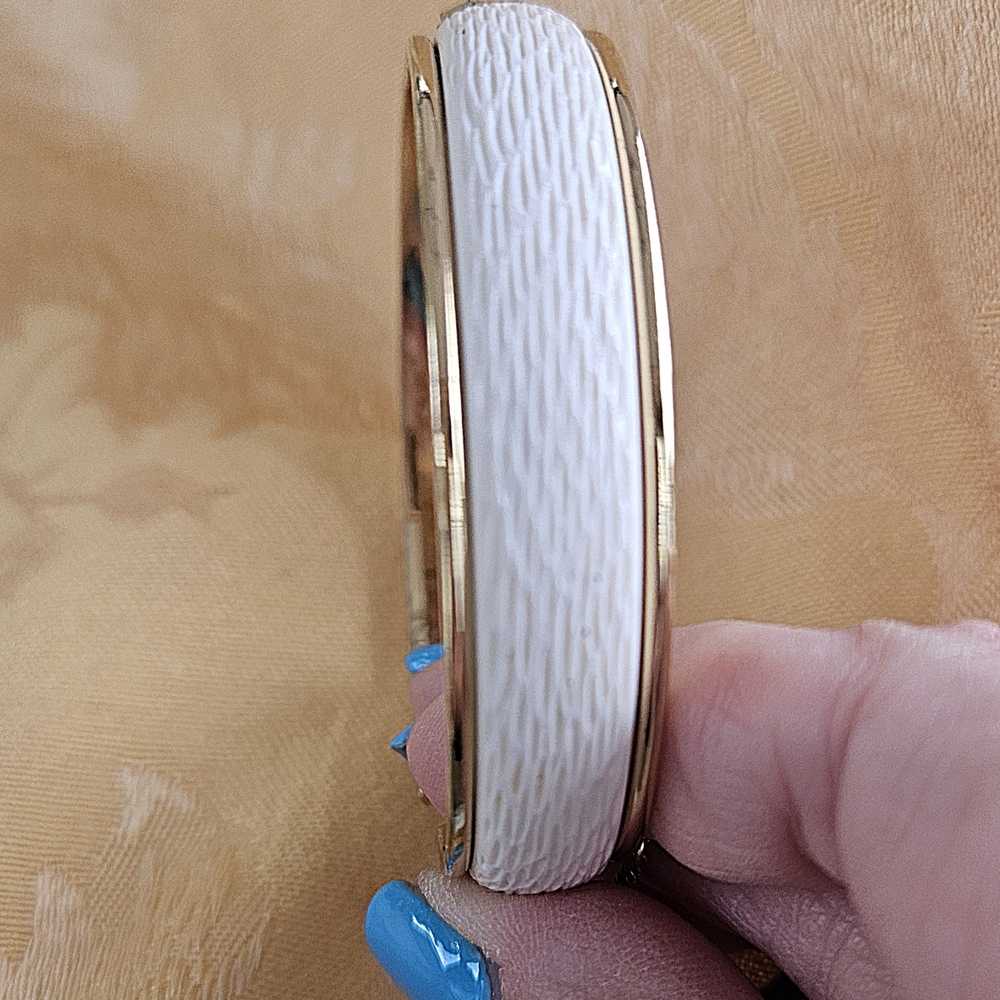 Monet Gold and White Bangle Bracelet - Picture 7 of 7